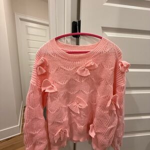 SHEIN Pink Bow Detail Sweater